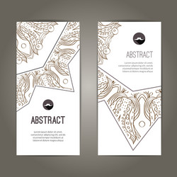 set of banners with doodles round pattern design vector image