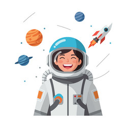 smiling astronaut in space with planets vector image