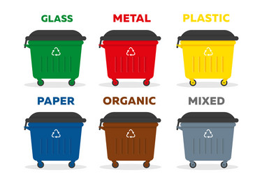 Dampsters for garbage different types vector