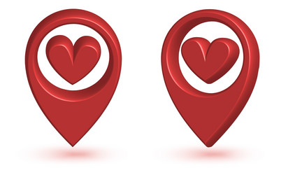 Map pointer with heart icon vector