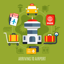 Airport passenger service flat poster vector