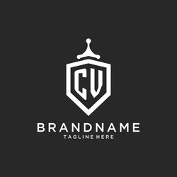 cv monogram logo initial with shield guard shape vector image