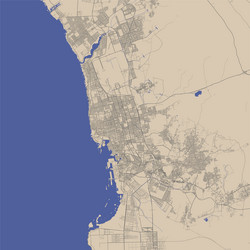 Detailed map poster of jeddah city linear print vector