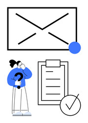 email communication task checklist and problem vector image