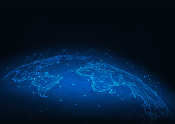 global network connection world map point vector image