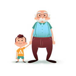 Grandfather and grandson holding hands little boy vector