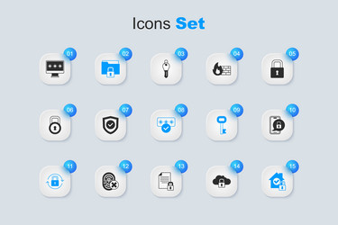 set cloud computing lock shield with check mark vector image