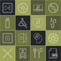 set line mp3 file document dial knob level vector image
