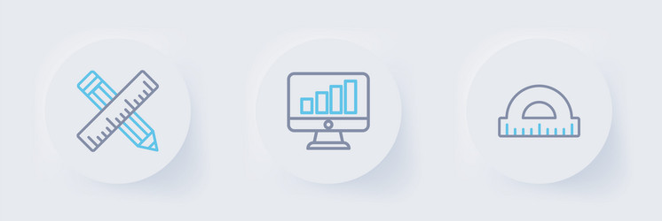 set line protractor computer monitor with graph vector image
