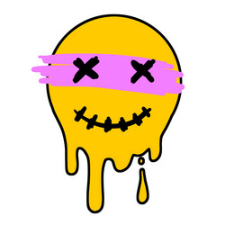 Poster with yellow smile face acid rave Royalty Free Vector