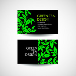 Green tea logo template business card design vector