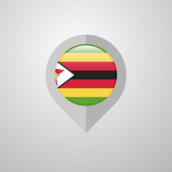 map navigation pointer with zimbabwe flag design vector image