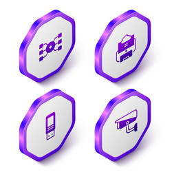 set isometric neural network cloud database usb vector image