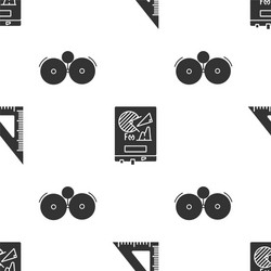 set triangular ruler board with graph chart vector image