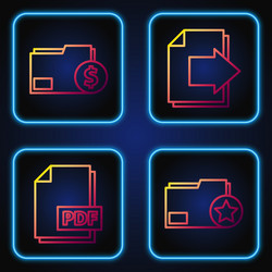 set line document folder with star pdf file vector image
