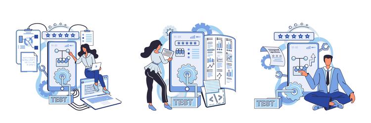 application testing metaphor software vector image