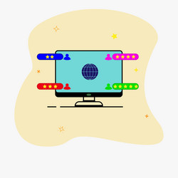 computer monitor screen with characters chat vector image