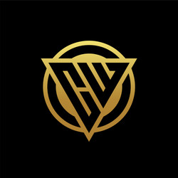 cw logo monogram with triangle shape and circle vector image