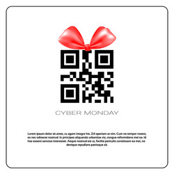 Cyber monday sale poster with qr code and ribbon vector