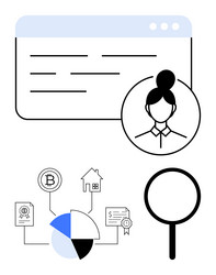 digital profile with financial analysis and asset vector image