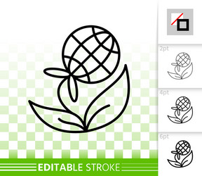 Flower simple black line icon Royalty Free Vector Image