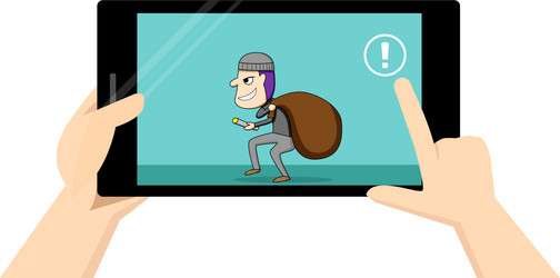 man touch alert button when thief has been detect vector image