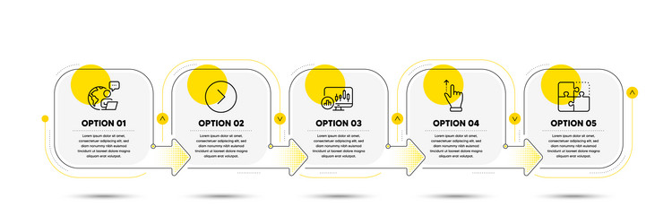 puzzle forward and touchscreen gesture icons set vector image