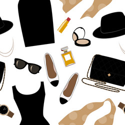 seamless background with retro fashion objects vector image