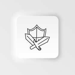 sward shield retro game element neumorphic style vector image