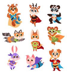 Cute Superhero Animals - Kids Cartoon Vector Image