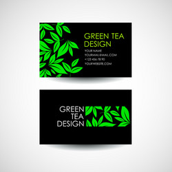 Green tea logo template business card design vector