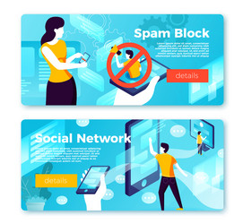 internet spam block and social network user vector image