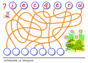 logic puzzle game for study french language vector