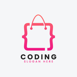 Modern computer programming coding logo design vector