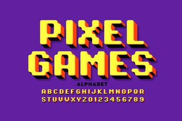 pixel arcade games style font vector