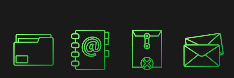 set line delete envelope document folder address vector image