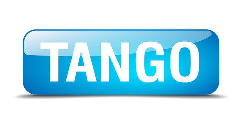 tango blue square 3d realistic isolated web button vector image