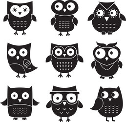 Adorable Owl Set - Isolated Elements Vector Image