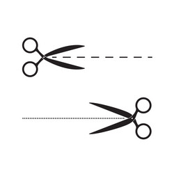 Dash and dotted cut lines scissors flat web icons vector