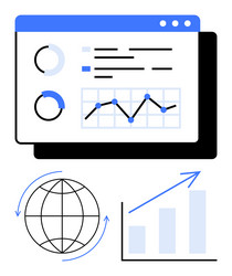 data analytics dashboard with graphs global vector image
