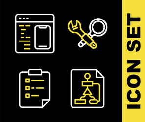 set line debugging flowchart clipboard vector image