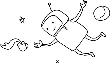 Sketch character weightlessness in outer space vector