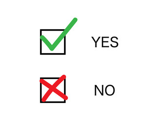 yes and no checkbox marks vote red cross vector image