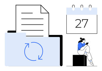 document management with calendar date and person vector image