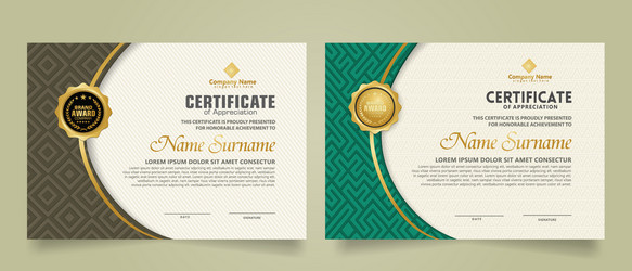 set modern certificate template with dynamic vector image