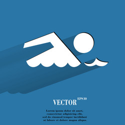 Swimmer pool flat modern web button with long vector