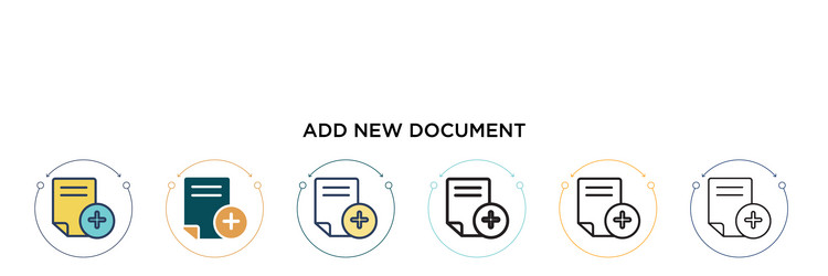 add new document icon in filled thin line outline vector image