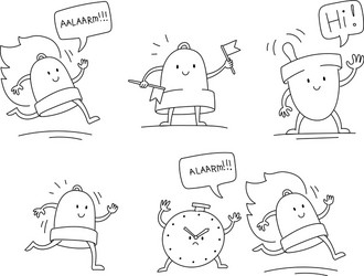 bell character set draw alarm message vector image