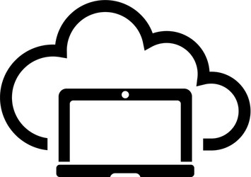 notebook laptop upload cloud storage backup vector image