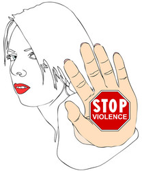 Silhouette of domestic violence woman Royalty Free Vector